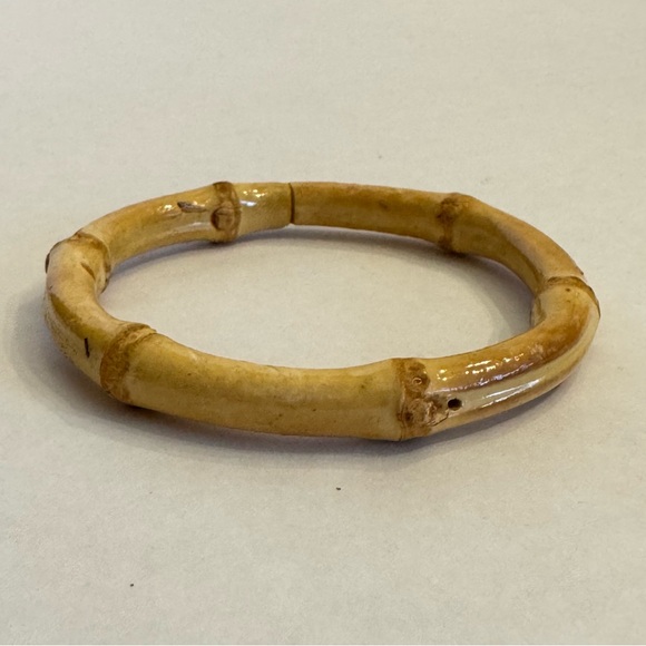 Vintage Wood Bamboo Light Weight Bangle Bracelets Lot Of 2 Bohemian - Picture 7 of 16